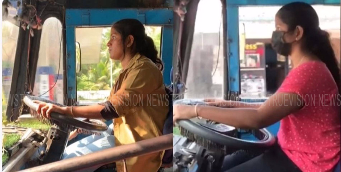 വളയിട്ട കൈകളില്‍ വളയം ഭദ്രം; പെണ്‍ കരുത്തിന്റെ പ്രതീകമായ അനുഗ്രഹ ബസ്സിന്റെ വളയം പിടിച്ചു 
