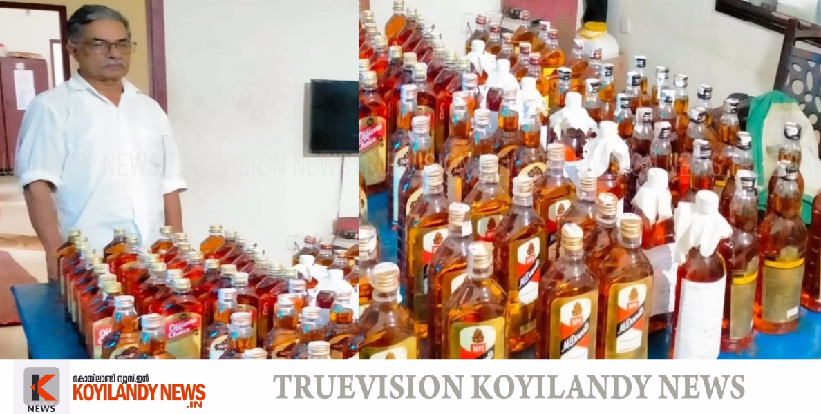 #koyilandy | ഡ്രൈ ഡേയില്‍ വില്‍പ്പന നടത്താന്‍ വിദേശമദ്യം വാങ്ങി സൂക്ഷിച്ചു, എക്‌സൈസിന്റെ വലയില്‍ കുരുങ്ങി വിയ്യൂര്‍ സ്വദേശി