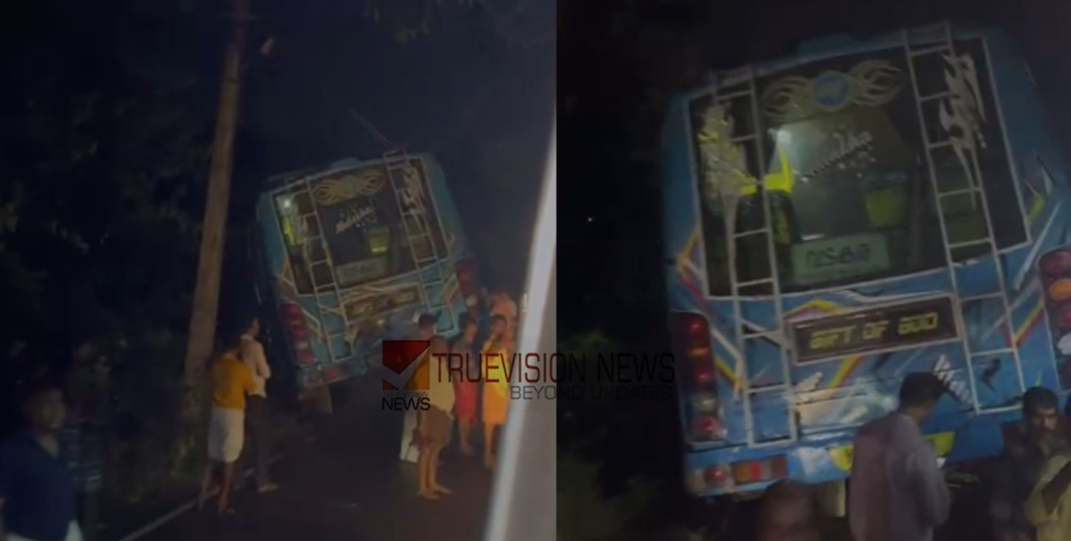 എടച്ചേരിയിൽ പുഴയിലേക്ക് തെന്നിമാറി സ്വകാര്യ ബസ്; യാത്രക്കാർ രക്ഷപ്പെട്ടത് തലനാരിഴയ്ക്ക്