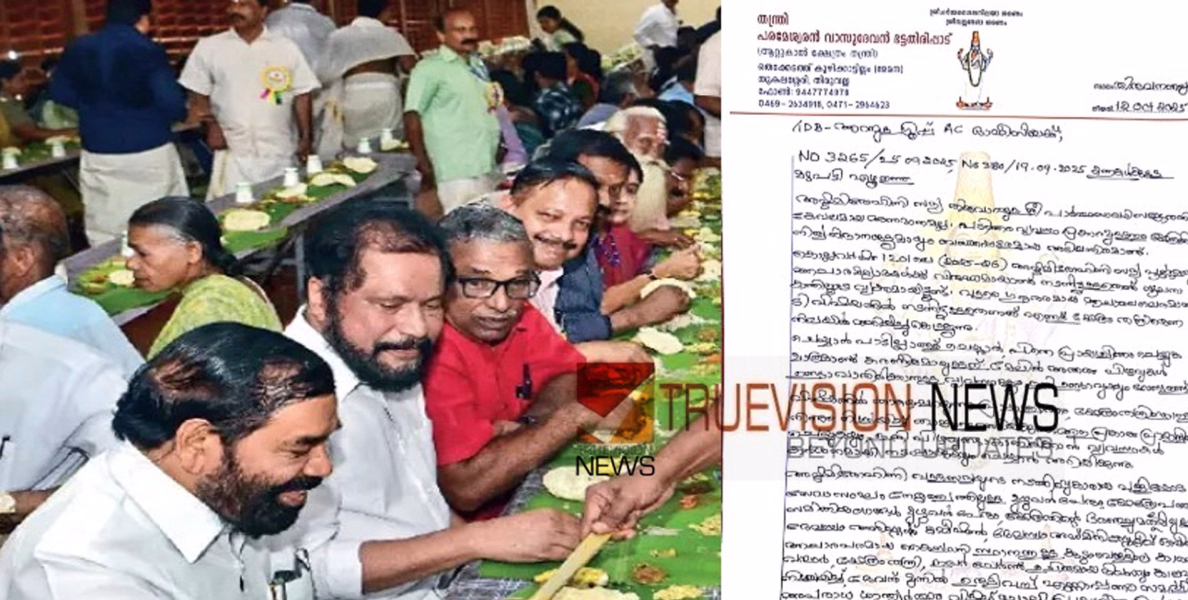 'പരിഹാരക്രിയ ചെയ്യണം'; 'ദേവന് നിവേദിക്കും മുൻപ് മന്ത്രിക്ക് സദ്യ വിളമ്പി'; ആറന്മുള അഷ്ടമിരോഹിണി വള്ളസദ്യയിൽ ആചാരലംഘനം നടന്നതായി ക്ഷേത്രം തന്ത്രി 